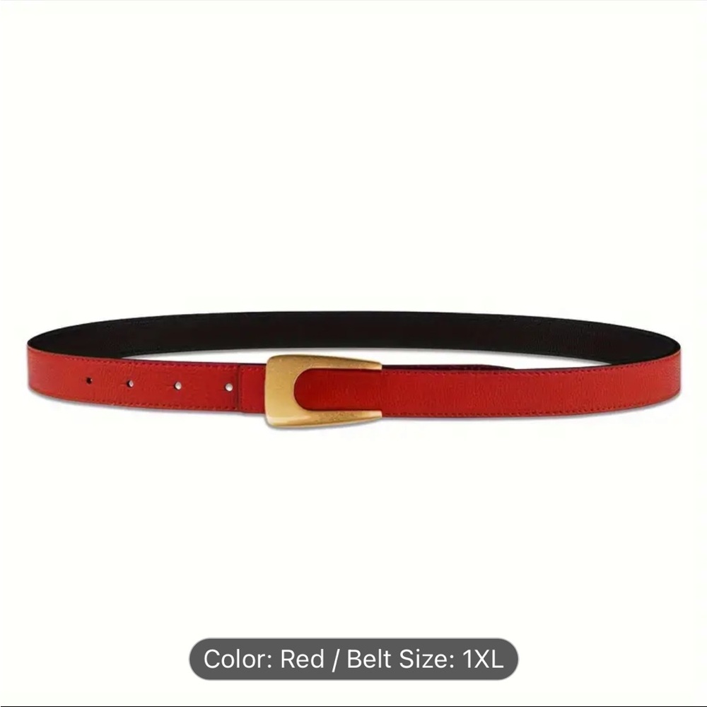 📦 Red / Black Double Sided Vegan Leather Belt - Picture 7 of 10